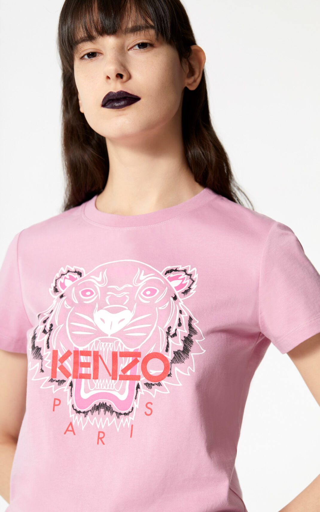 Kenzo Bleached Tiger μπλουζακια γυναικεια ροζ | GR337582